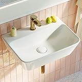HOROW Waschbecken Bad Eckig 40 cm, Moderner Waschtisch Weiß, ohne Überlauf,...