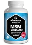 MSM Kapseln + Vitamin C, hochdosiert, 360 Kapseln für 6 Monate, 1.334 mg...