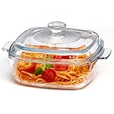 NUTRIUPS quadratische Auflaufform mit Deckel Ofen Sichere abgedeckte Glastöpfe mit...