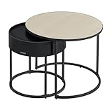 VASAGLE Couchtisch rund, 2er Set, Beistelltisch, Satztisch, modern, versteckter Stauraum,...