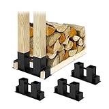 Relaxdays Holzstapelhilfe 4er Set, für Feuerholz, Kaminholzregal selber bauen,...