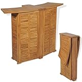 INLIFE Klappbarer Bartisch 155x53x105 cm Teak Massiv,Braun,30.71KG