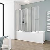 Schulte Duschabtrennung faltbar für Badewanne, 159 x 140 cm, einfacher Aufbau, Kunstglas...