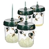 com-four® 4X Wespen Lebendfalle - Natürliche Wespenfalle für draußen - Wespen...