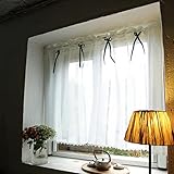 Weiße Spitze Kurze Scheibengardine, Halbtransparente Vorhänge, Landhaussti Stangentasche...