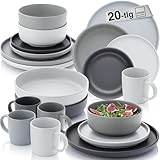 SÄNGER Leeds | Kombiservice 20 teilig, Steingut Geschirr 4 Personen, 4x...