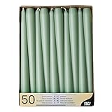 50 Papstar jade-grüne Leuchterkerzen 25cm hoch mit einem Durchmesser von bis zu...