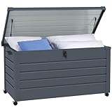 Outsunny Outdoor Aufbewahrungsbox 311L Gartenbox mit Gasdruckfeder, Rollen und Griff, aus...