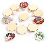 ABSOFINE 24 Holzklammern zum Adventskalender Zahlen Weihnachts Wäscheklammer...