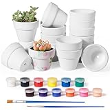 Annyswit 16 Stück Weiße Mini Blumentöpfe 3 x 5cm, Kleine Tontöpfe mit Farben...