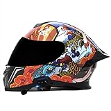 DXDRT Vollgesichts-Bluetooth-Motorradhelm mit Doppelvisier, Sonnenschutz, DOT,...