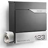 Moderner Briefkasten Personalisierbar Manhattan Anthrazit RAL7016 - mit...