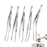 Präzisionsgezackte Spitzen, Kochpinzette, Kochzange, Edelstahl, Offset-Pinzette für...