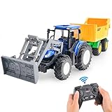 NEXBOX Ferngesteuerter Traktor Spielzeug fur Kinder - RC LKW Set Metall Front...