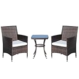 Outsunny Polyrattan Gartenmöbel Set, Outdoor Lounge Balkonmöbel für 2 Personen,...