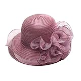 LTWOTEJNG Damen Panama Sonnenhut, Strohhut, Schlapphut Hut Fascinator Braut Hochzeit Tee...