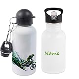 Motocross Trinkflasche mit Name/wahlweise 400ml, 500ml oder 600ml + Schriftwahl für Name...