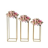 3 STK Blumenboden Set Blumensäule Gold Minimalistisch Quadrat Blumenständer 50/60/70cm...