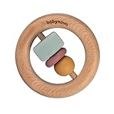 babynova Holz Motorik Beißring - Montessori Holzspielzeug für Zahnen, Spielen...