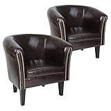 MIADOMODO® Chesterfield Sessel - aus Holz und Kunstleder, mit Kupfernieten,...