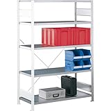 EUROKRAFT | pro | Steckregal | einreihig | Fachboden-BxT 1000 x 400 mm | verzinkt | Höhe...