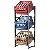 jockcaras Getränkekistenregal für 3 Getränkekisten - Schwarz Metall Getränkeregal,...