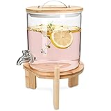 Navaris 5L Getränkespender mit Zapfhahn aus Edelstahl - Glas Wasserspender mit...