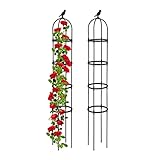 Relaxdays Rankhilfe Obelisk, 2er Set, 188x30 cm, Ranksäule für...