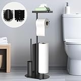 Edelstahl Klopapierhalter Stehend mit Klobürste - mit WC Bürste, Toilettenpapierhalter...