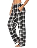 Ekouaer Schlafanzughose Damen Schlafanzug Lang Pyjamahose Jerseyhose Karierte/Unifarbe...