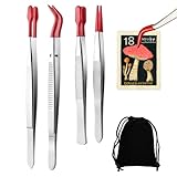 4 Stk Lange Bastelpinzette Plastik - Mit Gummispitzen Und PVC Beschichtung -...
