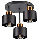 Deckenlampe Deckenleuchte| Schwarz Kupfer | 3-flammig | Lampe 3 x E27 | 230V | Retro...