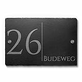 Schiefer Hausnummer & Straßen Schild | Graviertes Naturstein Türschild mit...