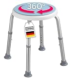 KARAT Duschhocker - 360° drehbarer Duschstuhl belastbar bis 136kg, höhenverstellbar mit...