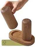 Salz und Pfefferstreuer Set mit Untersetzer - FSC® Akazienholz Salzstreuer &...