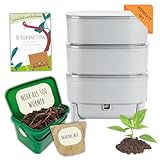 Wurmbox Komposter mit 3 Etagen | Wurmkomposter Starterset inkl. 500 Kompostwürmer