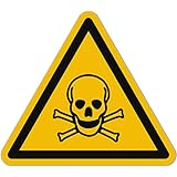 Aufkleber Giftig/Toxic (15 Stück, 50 mm) - Gefahrensymbole Warnung vor giftigen Stoffen -...