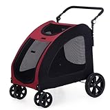 Hundewagen Katzenwagen mit Aufbewahrungskorb, 4 Rädern, Faltbarer Hundebuggy, Tragbarer...