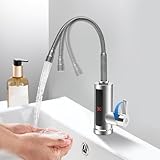 Wasserhahn mit Durchlauferhitzer, 3000W 220V Elektrischer Wasserhahn mit Flexibler Auslauf...