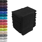 10er Set Waschhandschuhe Waschlappen Schwarz 16x21 cm | 100% Baumwolle Frottier |...