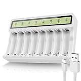 Powerowl Akkuladegerät LCD Bildschirm Batterieladegerät (Micro-USB Anschluss,...