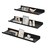 SONGMICS Wandregale aus Metall, 3er Set, Schweberegale, Industrie-Design, Wandboards, für...