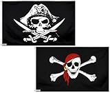 Fontee® 2 Stück [Piratenflagge] [90X150 cm] [Lebendige Farbe] [UV-lichtbeständig]...