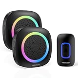 TECKNET Funkklingel, Funkklingel Aussen Wasserdicht 2 Empfänger Mit RGB Licht, 60...