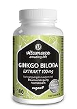Ginkgo Biloba hochdosiert, 50:1 Extrakt 100 mg = 5000 mg Ginkgo Blatt-Pulver pro...