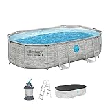 Bestway Power Steel Swim Vista Series Frame Pool Komplett-Set mit Sandfilteranlage 488 x...