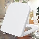 WC Sitz mit Absenkautomatik Toilettendeckel Quick-Release Eckig Toilettensitz...
