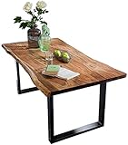 SAM Baumkantentisch 160x85 cm Quarto, Akazienholz massiv + nussbaumfarben, Esstisch mit...