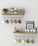 Petrala Holz Wandregal Kaffeebar Küchenregal Schweberegale 2er Set, Wandboard mit...