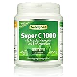 Greenfood Super C, 1000 mg Vitamin C, hochdosiert, 120 Tabletten - mit Acerola. Für...